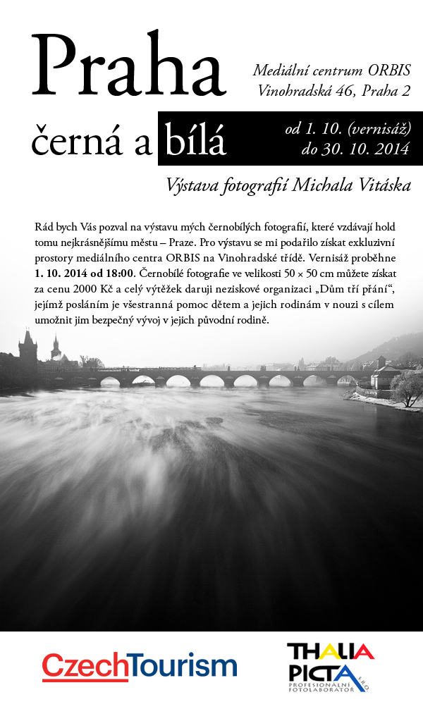 Pozvánka na výstavu Praha černá a bílá